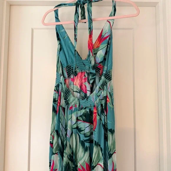 Show Me Your MuMu Turquoise Tropical Halter Maxi Dress size M - Picture 5 of 8